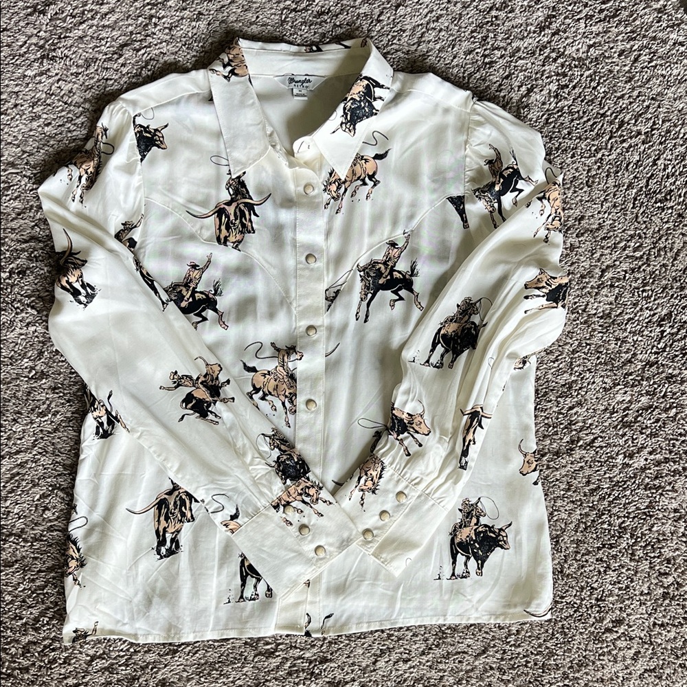 Wrangler retro pearl snap blouse medium